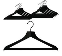 MAWA Cintres, Polyvalent avec Barre, Antidérapante, Bois de Hêtre Certifié FSC®, idéal pour Hauts, Pantalons & Jupes, Robuste & Durable, Noir Laqué, 45 cm, Lot de 10