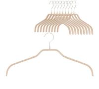 MAWA Cintres, Silhouette F, Lot de 10, en Métal, Gain de Place, Idéal pour Les T-Shirts et Les Pulls, Crochets Rotatifs à 360°, Revêtement Antidérapant, 41 cm, Latte