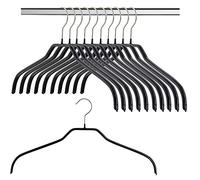 MAWA Cintres, Silhouette F, Lot de 10, en Métal, Gain de Place, idéal pour Les T-Shirts et Les Pulls, Crochets Rotatifs à 360°, Revêtement Antidérapant, 41 cm, Noir