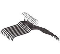 MAWA Cintres, Silhouette F, Lot de 10, en Métal, Gain de Place, idéal pour Les T-Shirts et Les Pulls, Crochets Rotatifs à 360°, Revêtement Antidérapant, 28 cm, Noir