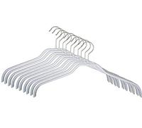 MAWA Cintres, Silhouette F, Lot de 10, en Métal, Gain de Place, idéal pour Les T-Shirts et Les Pulls, Crochets Rotatifs à 360°, Revêtement Antidérapant, 36 cm, Blanc