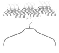 MAWA Cintres, Silhouette F, Lot de 25, en Métal, Gain de Place, idéal pour Les T-Shirts et Les Pulls, Crochets Rotatifs à 360°, Revêtement Antidérapant, 41 cm, Argent