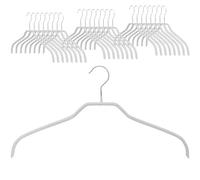 MAWA Cintres, Silhouette F, Lot de 25, en Métal, Gain de Place, idéal pour Les T-Shirts et Les Pulls, Crochets Rotatifs à 360°, Revêtement Antidérapant, 45 cm, Blanc