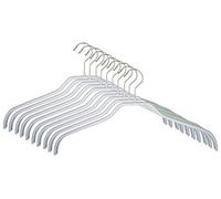 MAWA Cintres, Silhouette F, Lot de 10, en Métal, Gain de Place, idéal pour Les T-Shirts et Les Pulls, Crochets Rotatifs à 360°, Revêtement Antidérapant, 45 cm, Blanc
