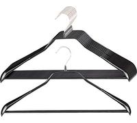 MAWA Lot de 10 cintres antidérapants avec Support d'épaule Chargeable, en Forme de Corps, avec Barres, pour Costumes et vêtements Lourds, 42 cm, Noir