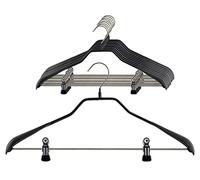 MAWA Lot de 10 cintres antidérapants avec Support d'épaule Chargeable, en Forme de Corps, combinés avec Clips Solides et durables pour Pantalons et Jupes, Crochets rotatifs à 360°, 42 cm, Blanc