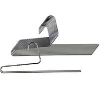 MAWA Lot de 10 cintres antidérapants de Gain de Place pour Pantalons de Toutes matières, 35 cm, Argent - avec Crochets replié vers l'arrière, afin Que Le Pantalon puisse être retiré par l'avant