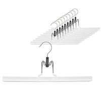 MAWA Lot de 10 cintres de serrage peu encombrants, pour pantalons et vêtements plats , crochets rotatifs à 360°, revêtement antidérapant de haute qualité, 36 cm, blanc