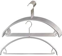 MAWA Lot de 10 cintres universels pour T-Shirts, Pulls, Pantalons et Jupes, Crochets rotatifs à 360°, avec revêtement antidérapant de Haute qualité, 36 cm, Argent