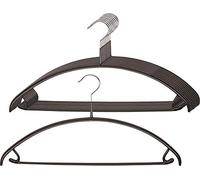MAWA Lot de 10 cintres universels pour T-Shirts, Pulls, Pantalons et Jupes, Crochets rotatifs à 360°, avec revêtement antidérapant de Haute qualité, 36 cm, Noir
