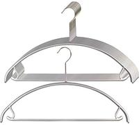 MAWA Lot de 10 cintres universels pour T-Shirts, Pulls, Pantalons et Jupes, Crochets rotatifs à 360°, avec revêtement antidérapant de Haute qualité, 42 cm, Argent