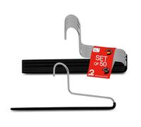 MAWA Lot de 25 cintres pour Pantalons Peu encombrants - Idéal pour Jeans, Pantalons en Tissu et Pantalons de Costume - avec Barre antidérapante - 35 cm - Noir