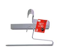 MAWA Lot de 25 cintres pour Pantalons Peu encombrants - Idéal pour Jeans, Pantalons en Tissu et Pantalons de Costume - avec Barre antidérapante - 35 cm - Argenté