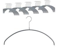 MAWA Lot de 50 cintres antidérapants de qualité supérieure pour T-Shirts et Pulls - Crochets rotatifs à 360 ° et revêtement antidérapant - 40 cm - Argenté