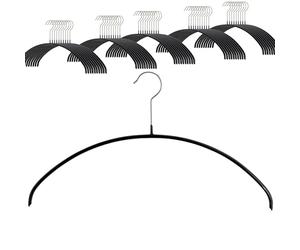 MAWA Lot de 50 cintres antidérapants de qualité supérieure pour T-Shirts et Pulls - Crochets rotatifs à 360° et revêtement antidérapant - 40 cm - Noir