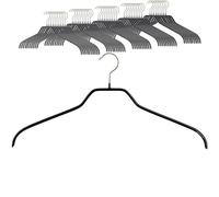 MAWA Lot de 50 cintres antidérapants pour Chemises et Chemisiers avec Crochet Rotatif à 360 °, revêtement antidérapant, 45 cm, Noir