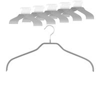 MAWA Lot de 50 cintres antidérapants pour Chemises et Chemisiers avec Crochet Rotatif à 360 °, revêtement antidérapant, 41 cm, Argent