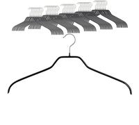 MAWA Lot de 50 cintres antidérapants pour Chemises et Chemisiers avec Crochet Rotatif à 360 °, revêtement antidérapant, 41 cm, Noir