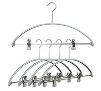 MAWA par Reston Lloyd Euro Série Clair/Mince antidérapant économiser de l'espace Cintre Pantalon Barre avec Deux Clips pour Pantalons et Jupes, Silver, Set of 5