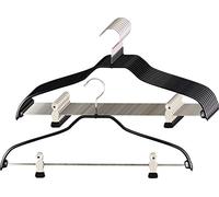 MAWA Silhouette FK Lot de 10 cintres à clip pour costumes, vestes, chemises, jupes et pantalons, peu encombrants, crochet pivotant à 360° avec revêtement antidérapant non polluant 45 cm Noir