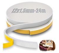 mawmuaw 12x1,5 mm Joint Mousse Adhésif 24 m EPDM Compribande Fenetre | Bande Mousse Autocollante Blanc Joint Calfeutrage Porte Entree Anti Bruit Anti Froid, Window, Vaie Vitrée Coulissante