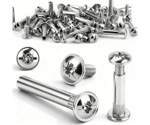 mawmuaw Lot de 60 vis de connexion M4 x 40-49 mm - En acier nickelé - Écrou à douille et vis M4 cruciformes - Connecteur d'armoire - Vis à douille pour réparation, montage
