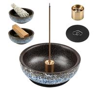 mawmuaw Porte Encens 12cm Encensoir Bleu Support Encens Incense Holder avec 9 Trous Porte-encens Coussin en Feutre pour Brûler de l'encens Décoration