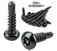 mawmuaw Torx Lot de 50 vis autoperceuses en acier inoxydable M5,5 x 50 mm à tête lentille - Vis autotaraudeuses en acier inoxydable 410 - DIN 7504 - Vis pour tôle noires - Vis de toiture métallique