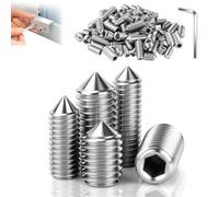 mawmuaw Vis vierge à pointe conique, M3 x 3 mm, à six pans creux, vis | Lot de 20 vis à six pans creux en acier inoxydable, douille filetée, avec clé à molette, pour poignée de porte