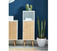 MAX Colonne de rangement salle de bain de style scandinave, coloris blanc et chêne