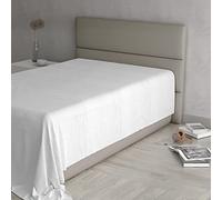 Max Color Drap Plat, 100% Coton, Couleur Unie, Blanc, carré et Demi 180 x 300 cm