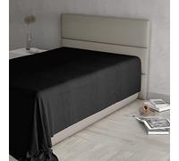 Max Color Drap Plat, 100% Coton, Couleur Unie, Noir, carré et Demi 180 x 300 cm