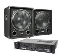 Max Dark Night 15SUB - Caisson de Basse avec Amplificateur et Câble, Puissance de 2400W, Graves Profonds et sans Résonance, Idéal pour Soirées et Concerts