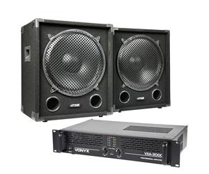 Max Dark Night 15SUB - Caisson de Basse avec Amplificateur et Câble, Puissance de 2400W, Graves Profonds et sans Résonance, Idéal pour Soirées et Concerts