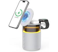 Max Enceinte Bluetooth 3 En 1 Avec Lampe De Nuit Et Chargeur Sans Fil - Lampe De Sommeil Tactile, Chargeur À Induction 15 W, Bluetooth 5.4, Éclairage D'Ambiance Blanc