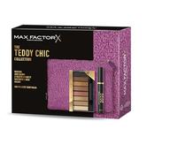 Max Factor, Coffret cadeau pour femme Teddy Chic, pochette en tissu doux teddy avec mascara 2000 Cal Black + Palette de fards à paupières Masterpiece Nude Palette Golden