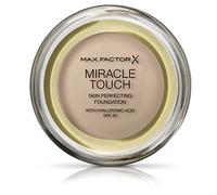 Max Factor Miracle Touch Perfecting Foundation, Full Coverage and Moisturising Effect with Hyaluronic Acid and SPF 30 Formula, 40 Creamy Ivory, 11.5 g