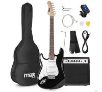 MAX GIGKIT Guitare Électrique Gaucher Noire - Pack Complet Débutant avec Ampli 40 Watts