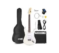 MAX! Guitare électrique Pack GigKit Ampli 40 Watts Accessoires inclus Blanc