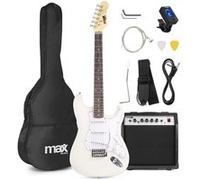 MAX! Guitare électrique Pack GigKit Ampli 40 Watts Accessoires inclus Blanc
