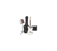 MAX GigKit Ensemble de guitare électrique avec support de musique inclus - Blanc, idéal pour débuter la guitare