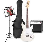 MAX GigKit Ensemble de guitare électrique avec support de musique inclus - Blanc, idéal pour débuter la guitare