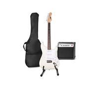 MAX GigKit Set de Guitare Électrique avec Support de Guitare - Blanc, Idéal pour Débuter la Guitare