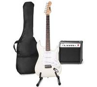 MAX GigKit Set de Guitare Électrique avec Support de Guitare - Blanc, Idéal pour Débuter la Guitare