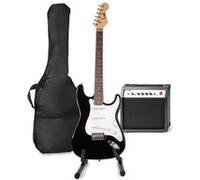MAX GigKit Set de Guitare Électrique avec Support de Guitare - Noir, Idéal pour Débuter la Guitare