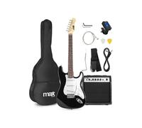 MAX Pack Guitare Électrique GigKit avec Amplificateur 40 Watts - Noir, Livré avec de Nombreux Accessoires, une Housse, des Médiators et un Accordeur Numérique, Idéal pour les Débutants