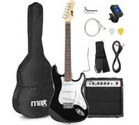 MAX Pack Guitare Électrique GigKit avec Amplificateur 40 Watts - Noir, Livré avec de Nombreux Accessoires, une Housse, des Médiators et un Accordeur Numérique, Idéal pour les Débutants