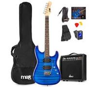 Max GigKit - Guitare Électrique Pack Débutant Ampli 40 Watts - Quilted Bleue Bleu G