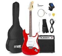 MAX! Pack Guitare Électrique GigKit – Ampli 40W, accessoires, accordeur – Pour débutants – Rouge