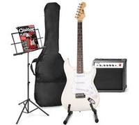 MAX GigKit set de guitare électrique comprenant la musique et le support de guitare - Blanc Blanc